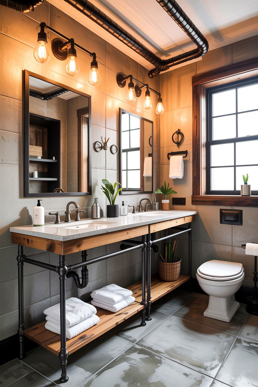 Industrial style bathroom - 30 Jack and Jill bathroom ideas