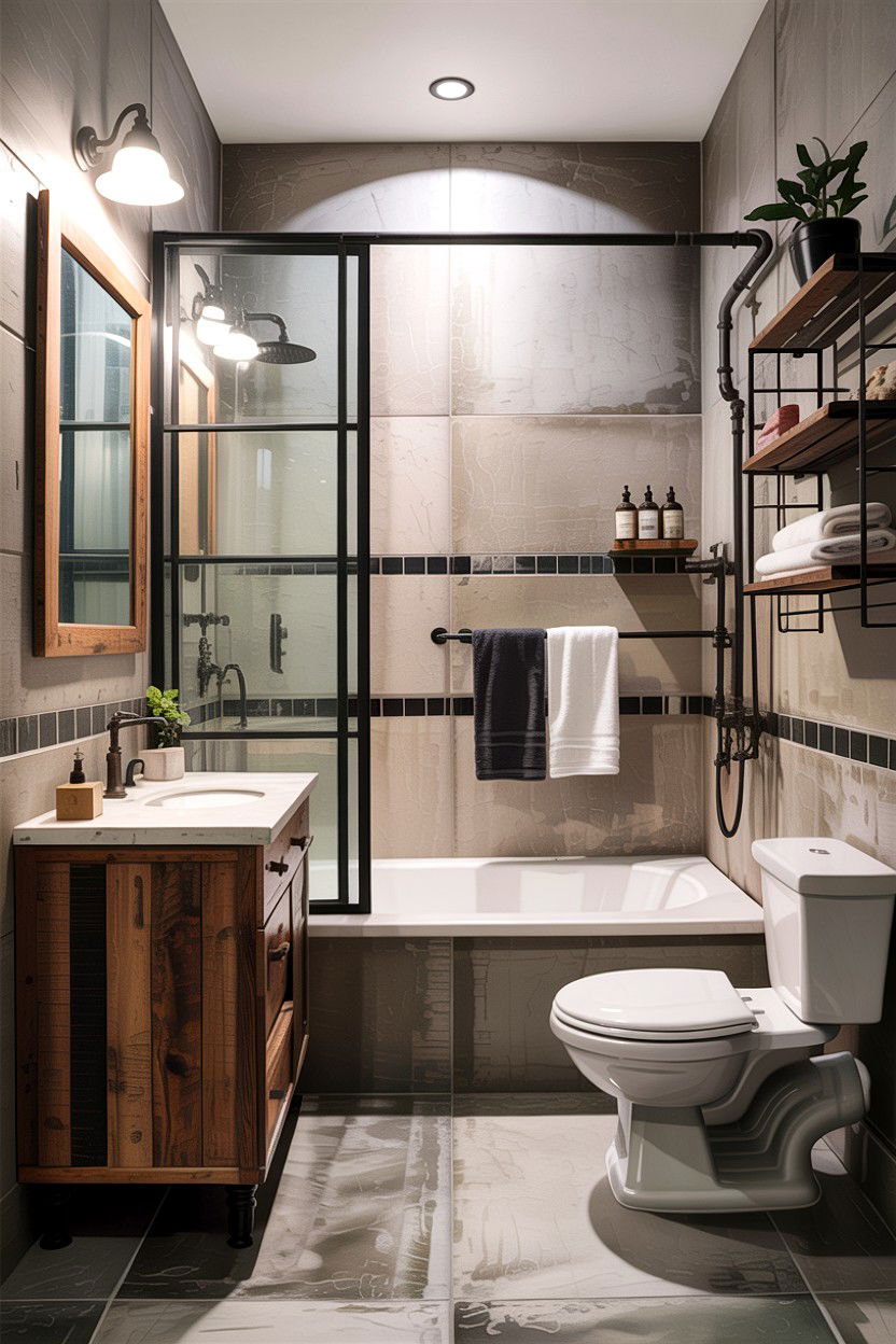 Industrial style condo bathroom - 30 condo bathroom ideas