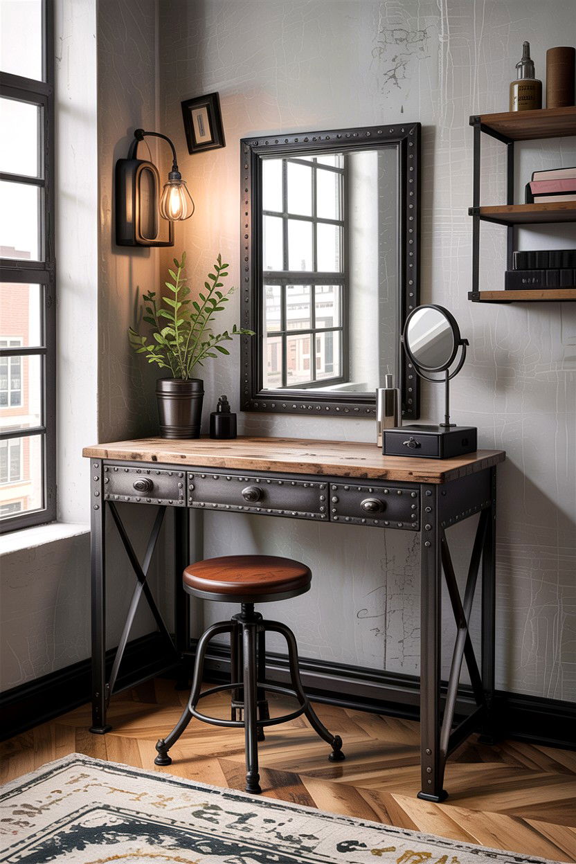 Industrial vintage vanity desk - 30 bedroom vintage vanity ideas