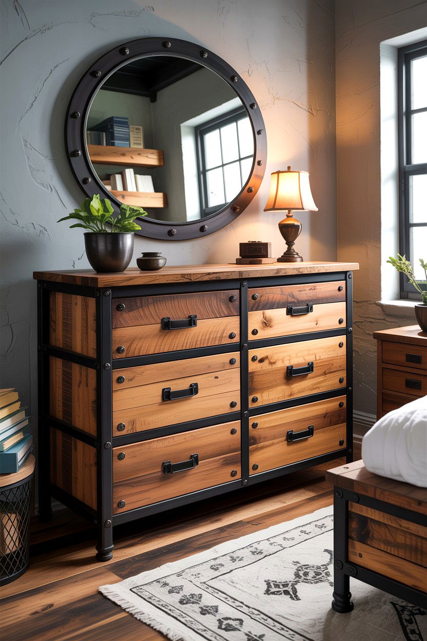 Industrial wood and metal dresser - 30 bedroom wood dressers