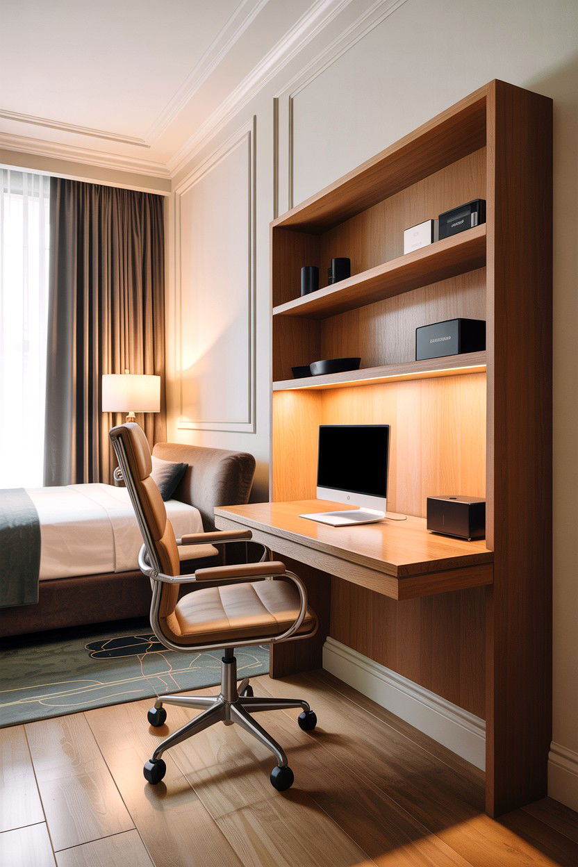 Integrated Desk - 30 boutique hotel bedroom ideas