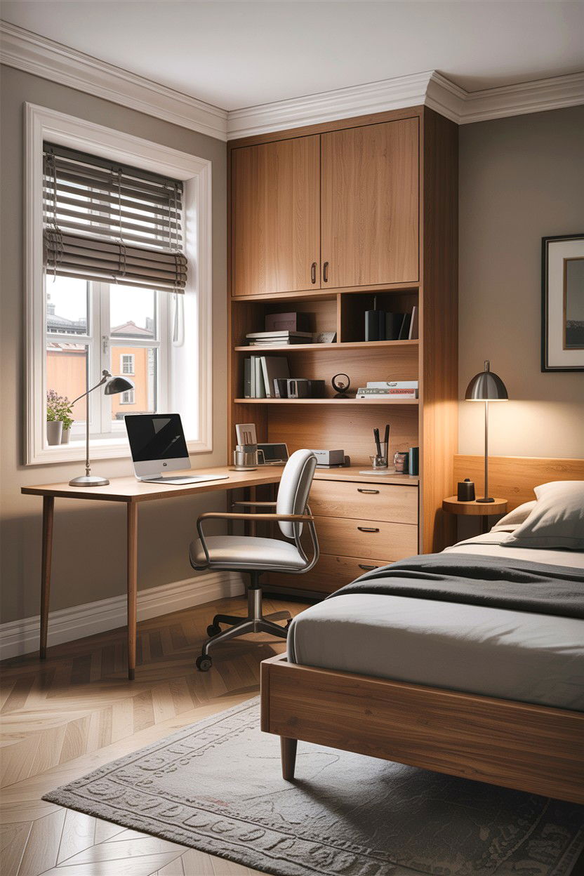 Integrated Home Office Bedroom - 30 Swedish bedroom ideas