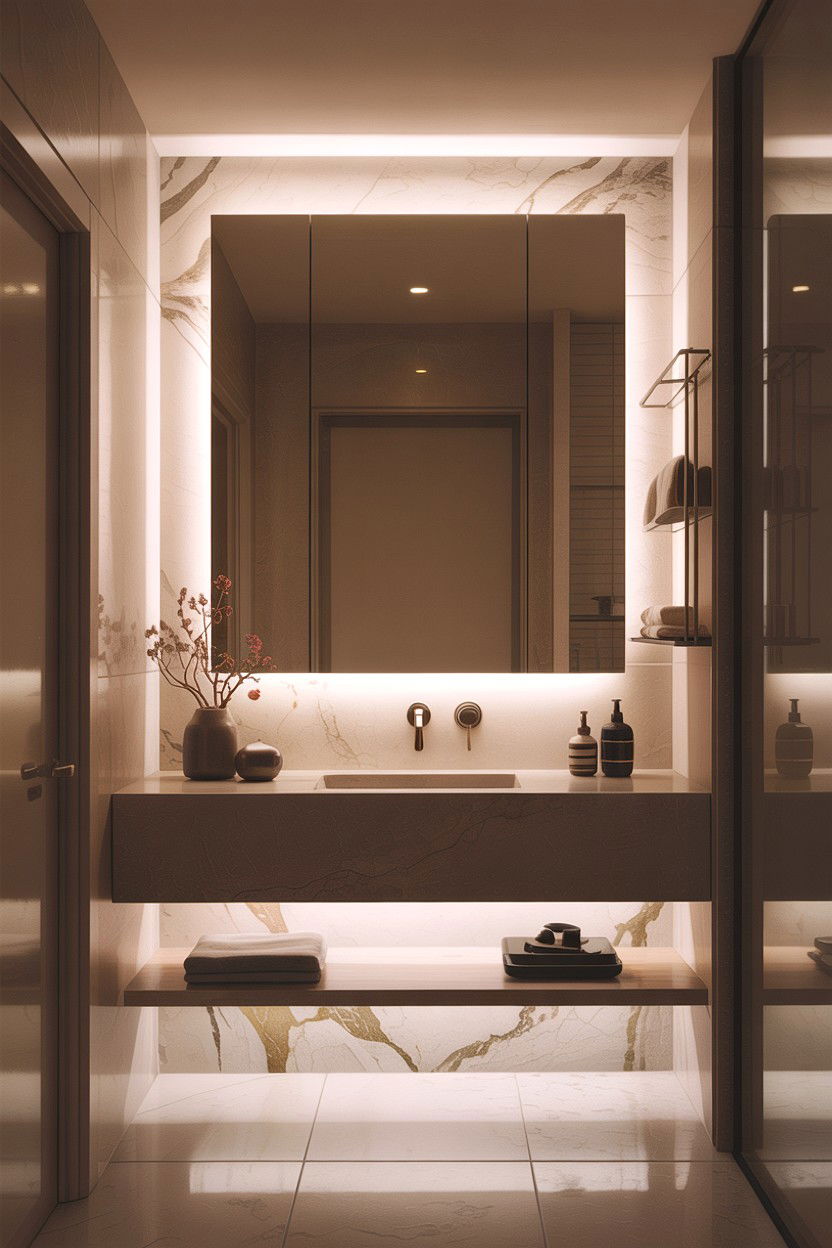 Integrated LED bathroom lighting - 30 architect designed bathroom ideas
