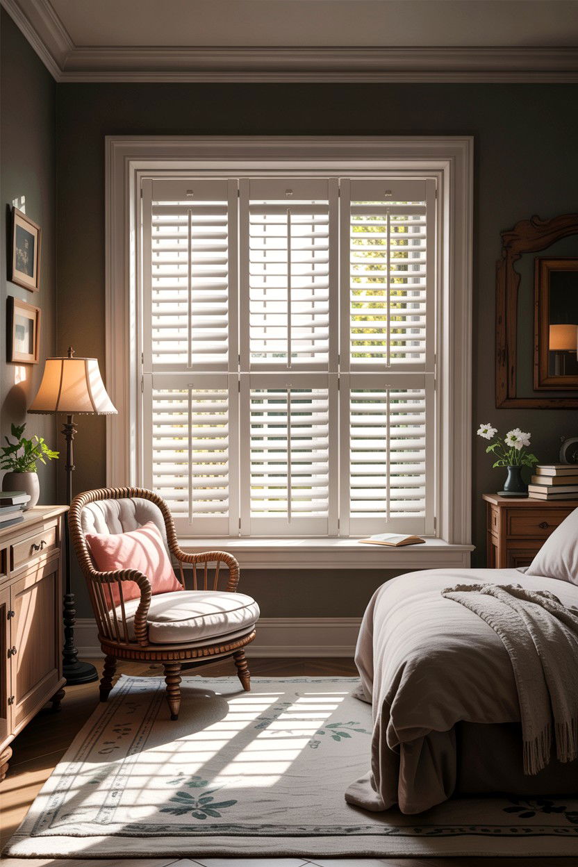 Interior Window Shutters - 30 farmhouse bedroom ideas