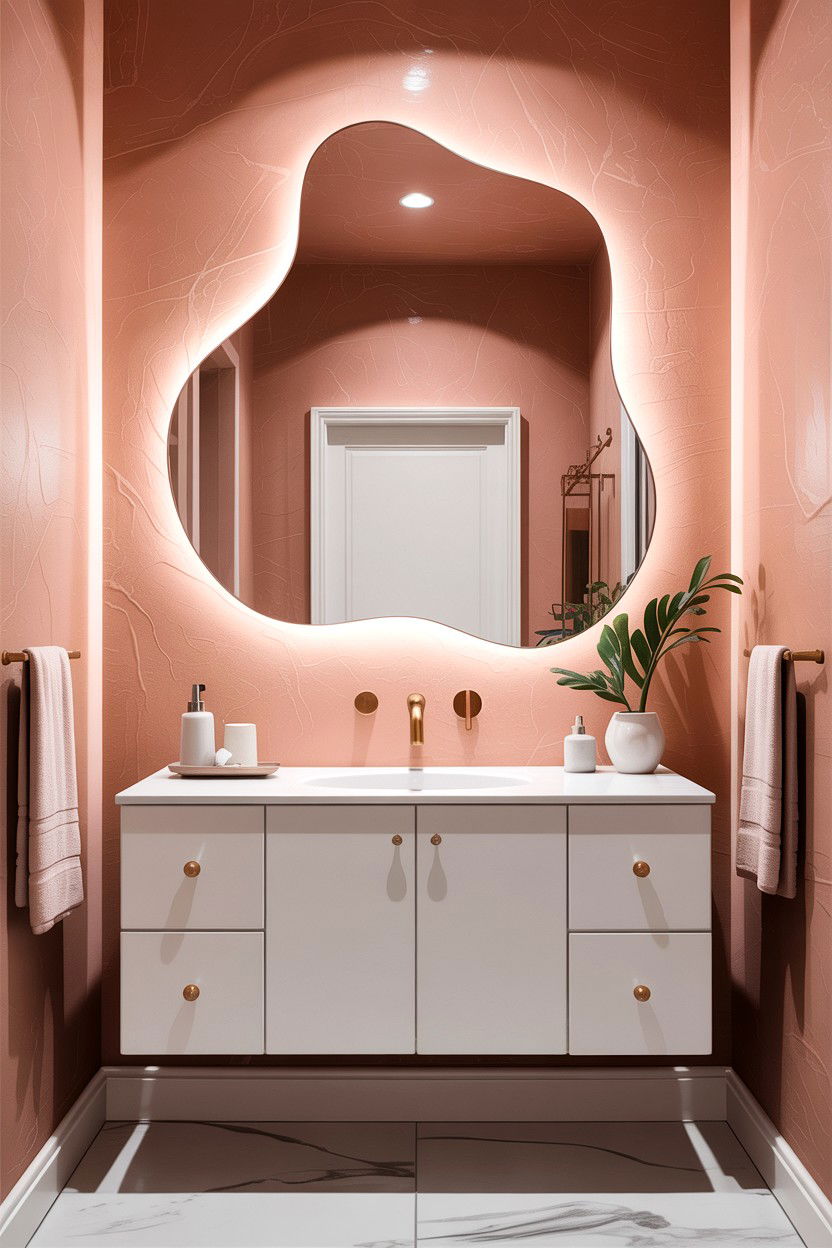 Irregular Shape Mirror - 30 bathroom asymmetry ideas