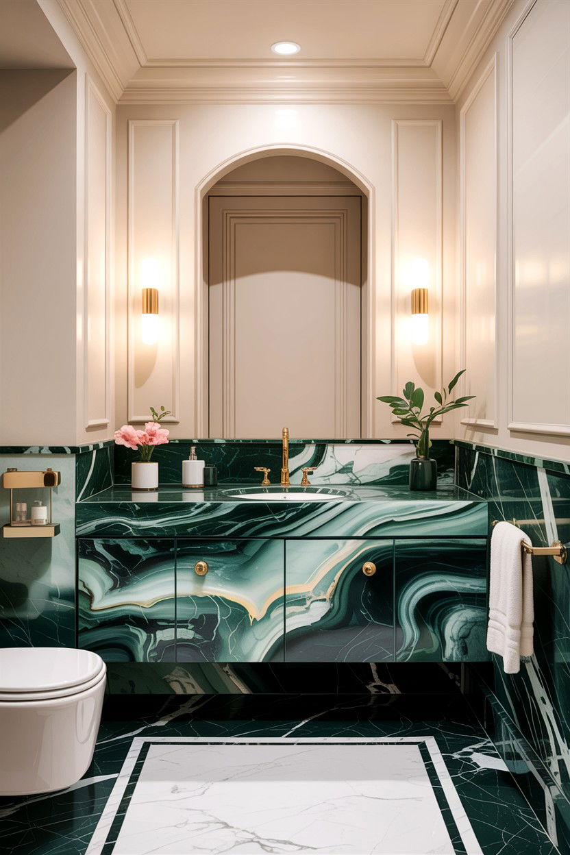 Jade green bathroom marble - 30 jewel tone bathroom ideas