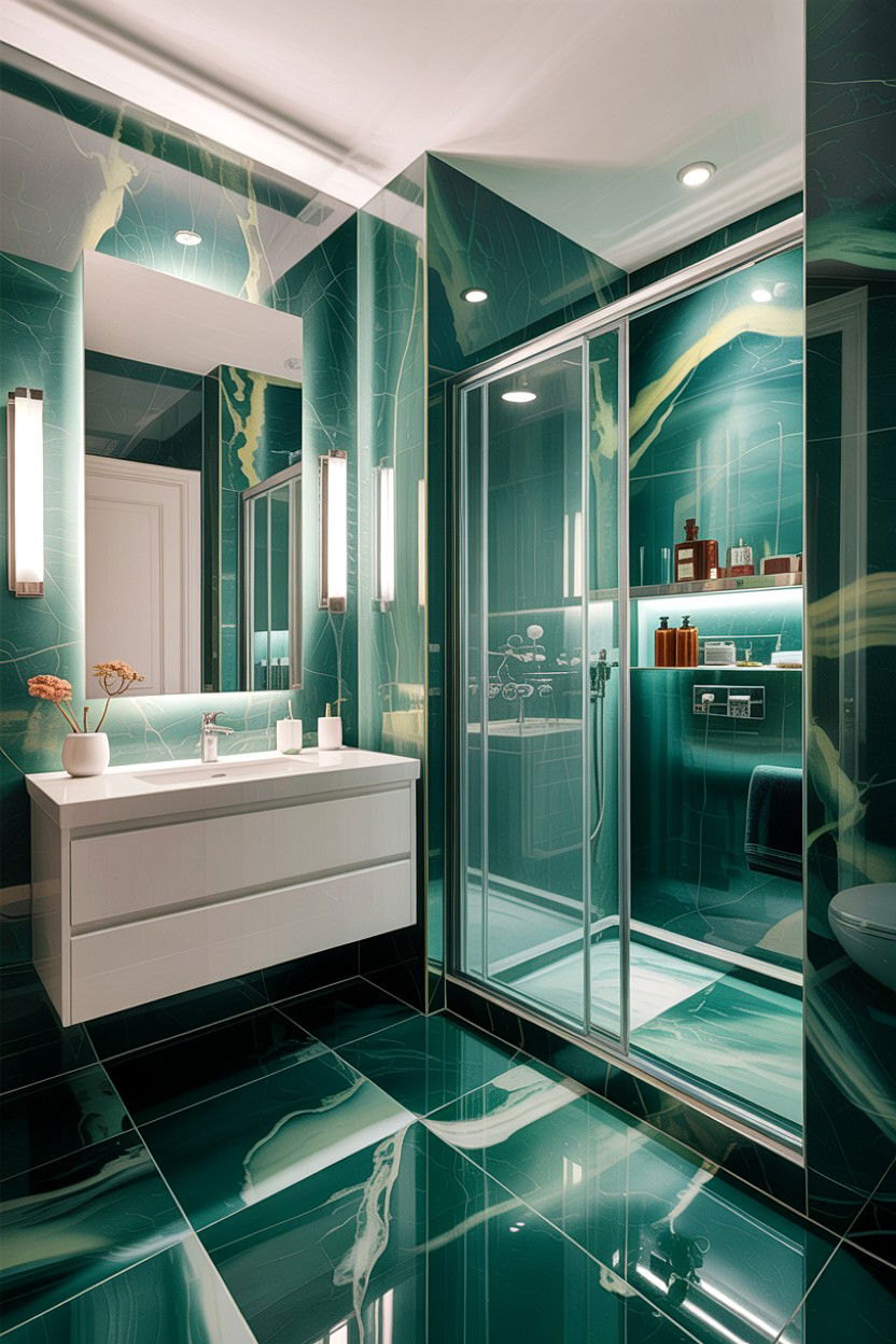 Jade green bathroom - 30 green bathroom design ideas