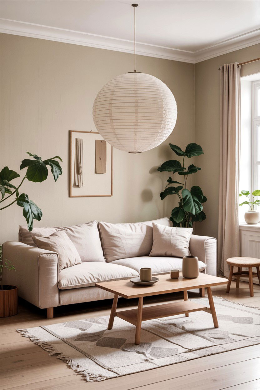 Japandi Beige Living Room - 30 all beige living room ideas