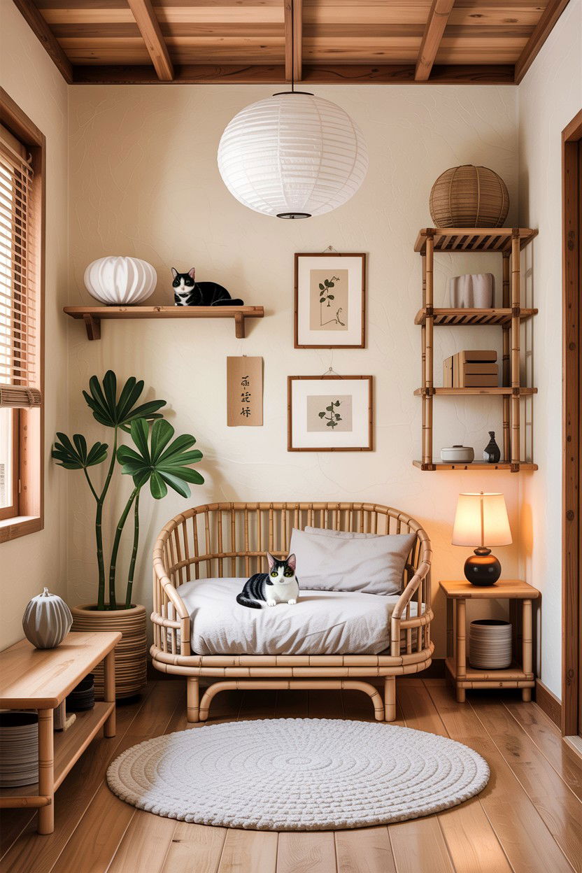 Japandi Cat Sanctuary - 30 cat bedroom ideas