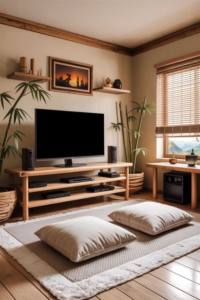 Japandi Style Gaming Room - 30 gaming living room ideas