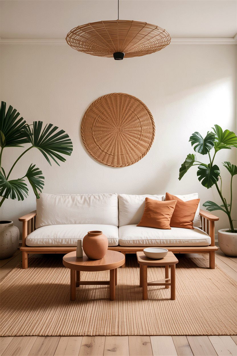 Japandi Tan Living Room - 30 tan and white living room ideas