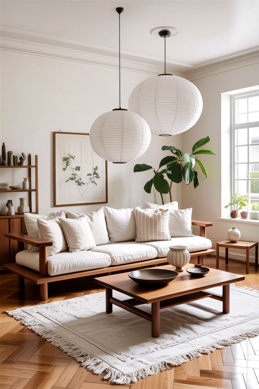Japandi White Living Room - 30 all white living room ideas