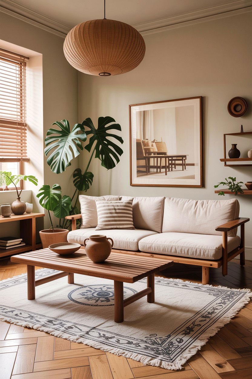 Japandi beige living room - 30 warm beige living room ideas