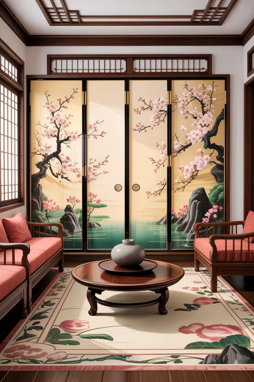 Japanese Floral Motif - 30 floral themed living room ideas