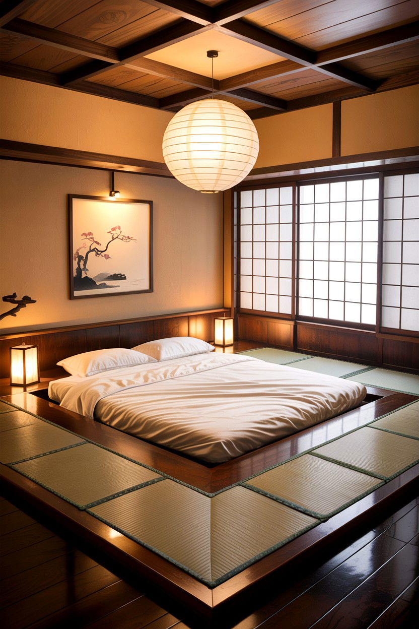 Japanese Style Sunken Bed - 30 dramatic bedroom ideas