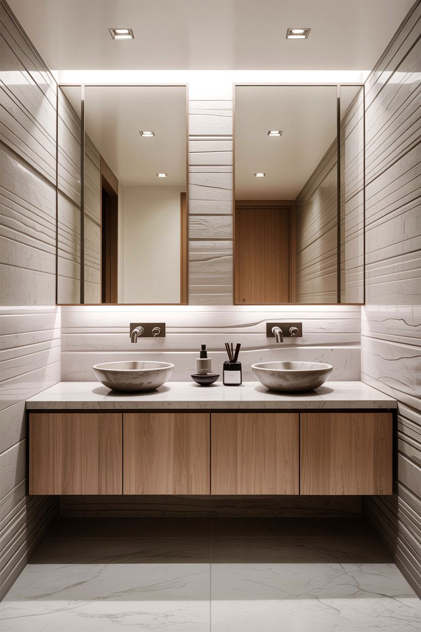 Japanese floating vanity - 30 Japanese bathroom ideas