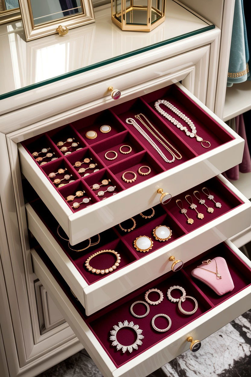 Jewelry Drawer Shelving - 30 bedroom closet shelving ideas