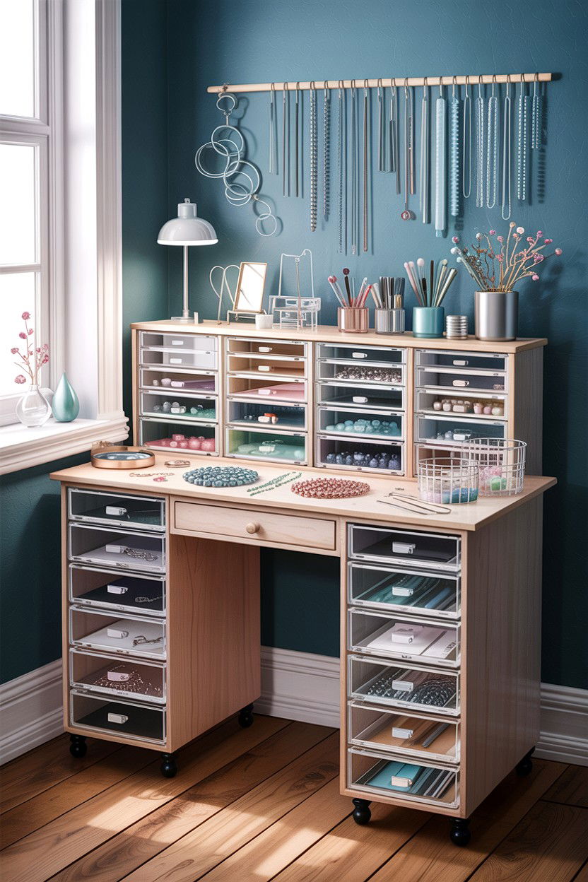 Jewelry making station - 30 bedroom craft corner ideas