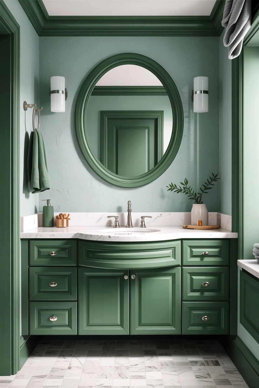 Juniper green bathroom mirror - 30 green bathroom ideas