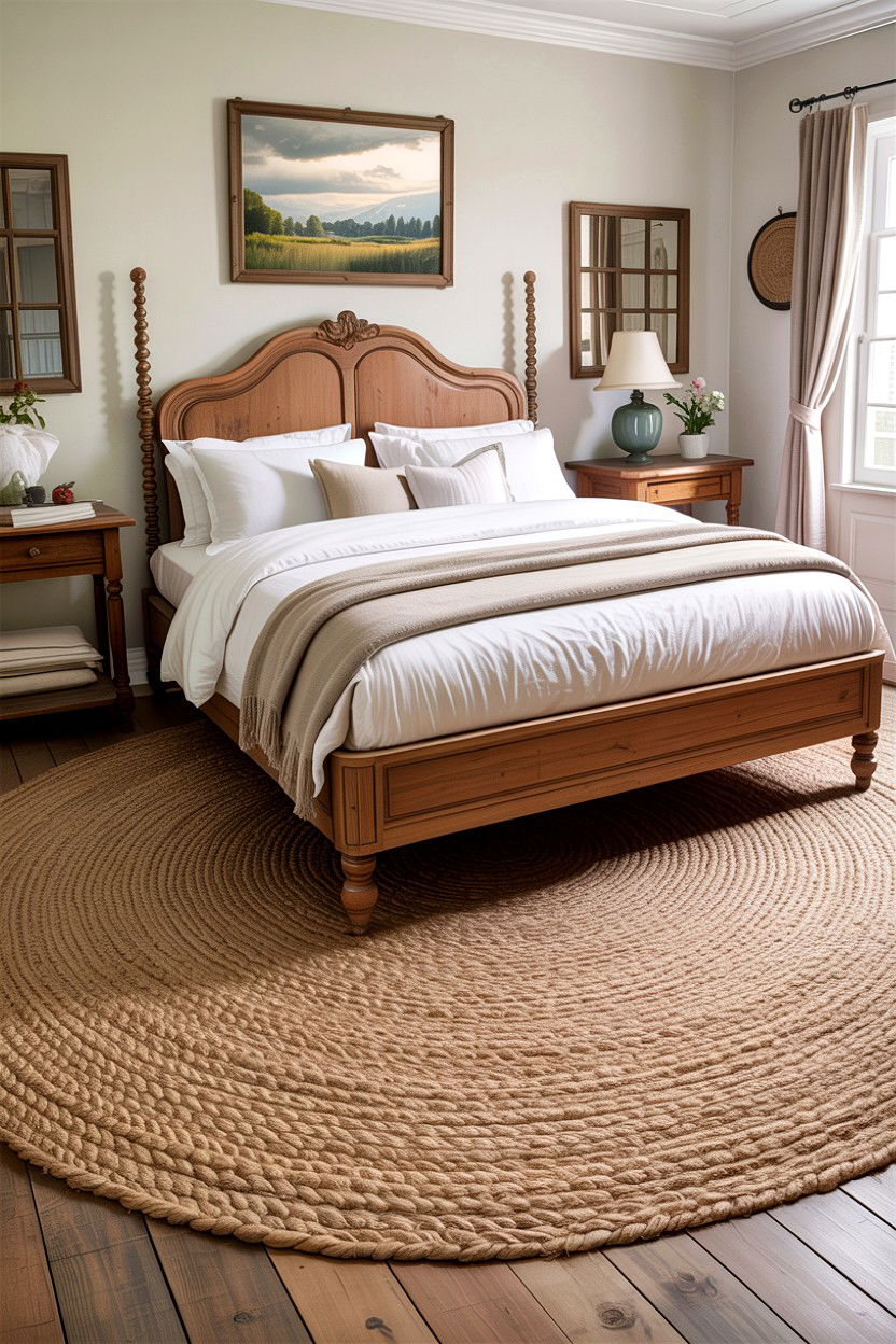 Jute Area Rug - 30 French country bedroom ideas