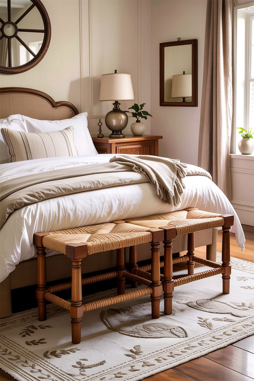 Jute Bench - 30 jute bedroom ideas