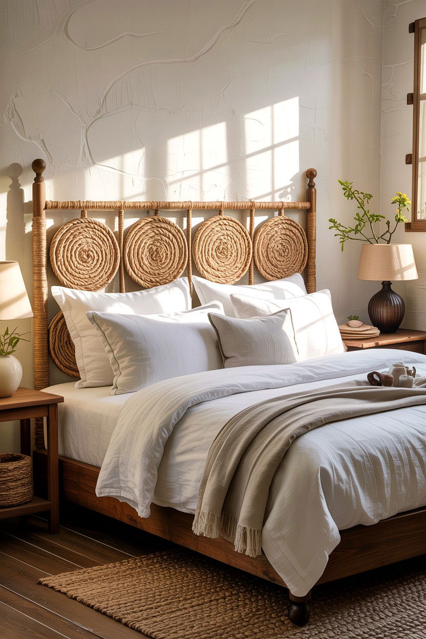 Jute Headboard - 30 jute bedroom ideas