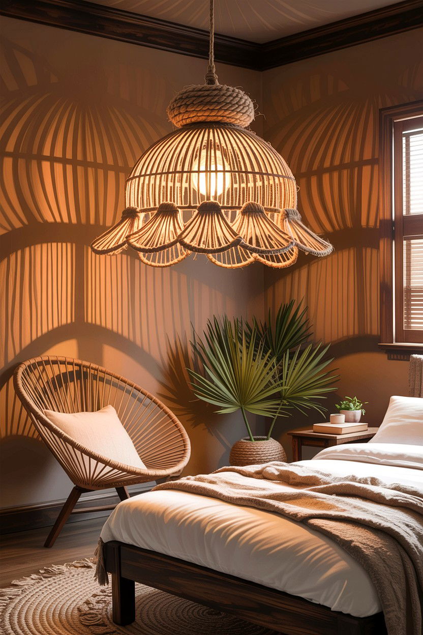 Jute Pendant Light - 30 jute bedroom ideas