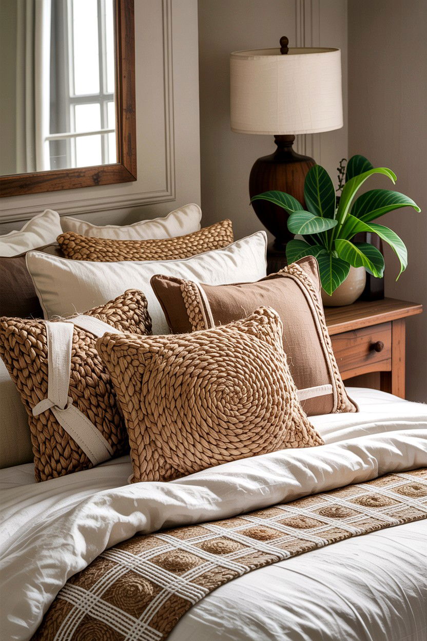 Jute Pillow - 30 jute bedroom ideas
