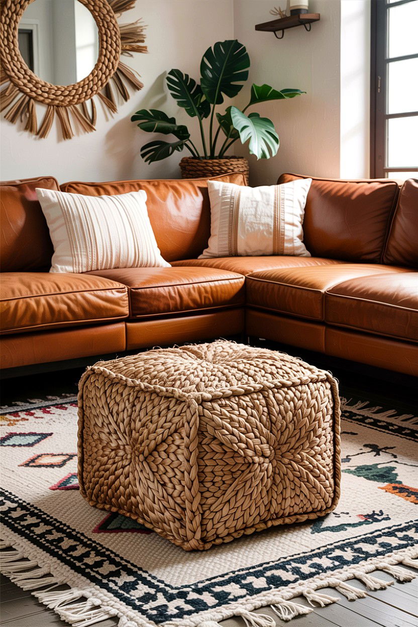 Jute Pouf - 30 jute bedroom ideas