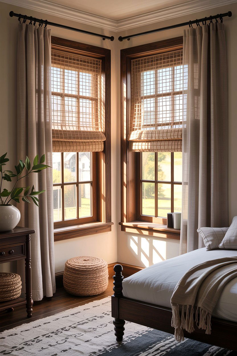 Jute Roman Shade - 30 jute bedroom ideas