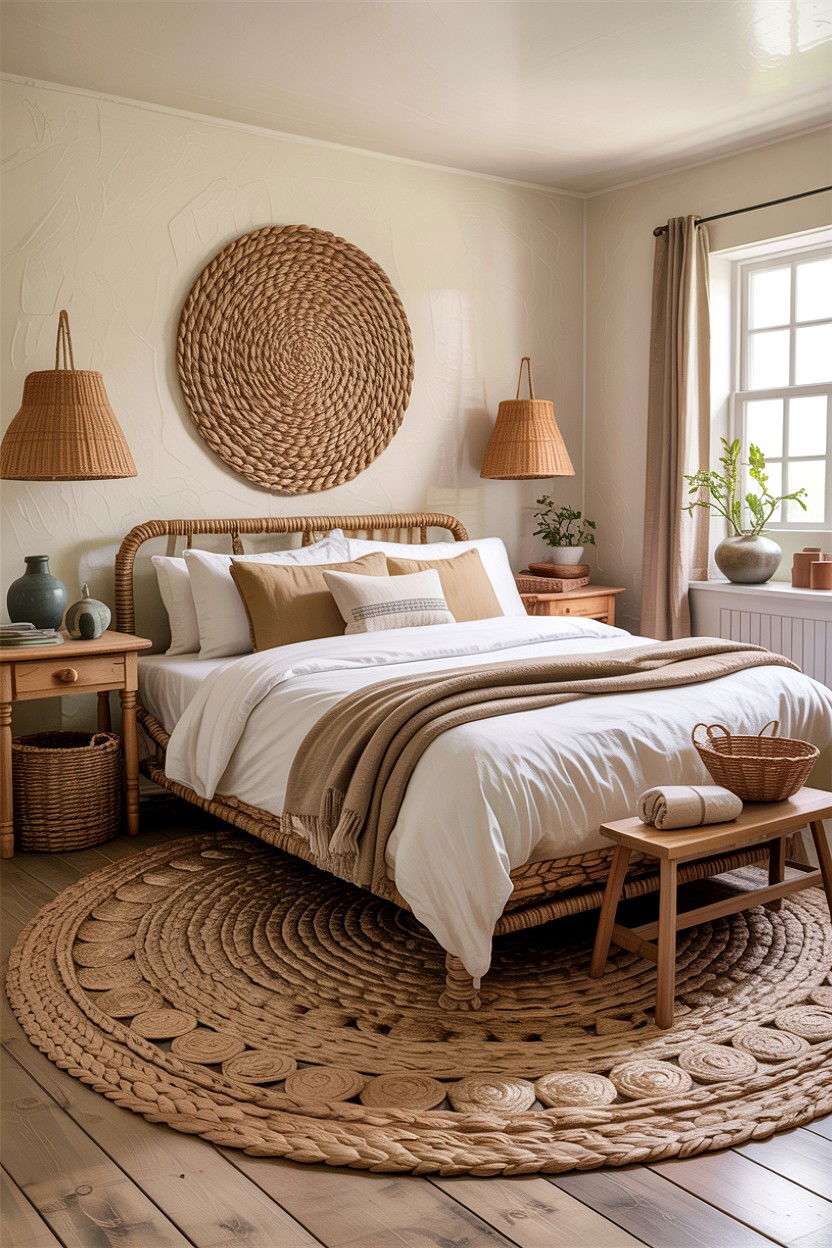 Jute Rug - 30 cottage bedroom ideas