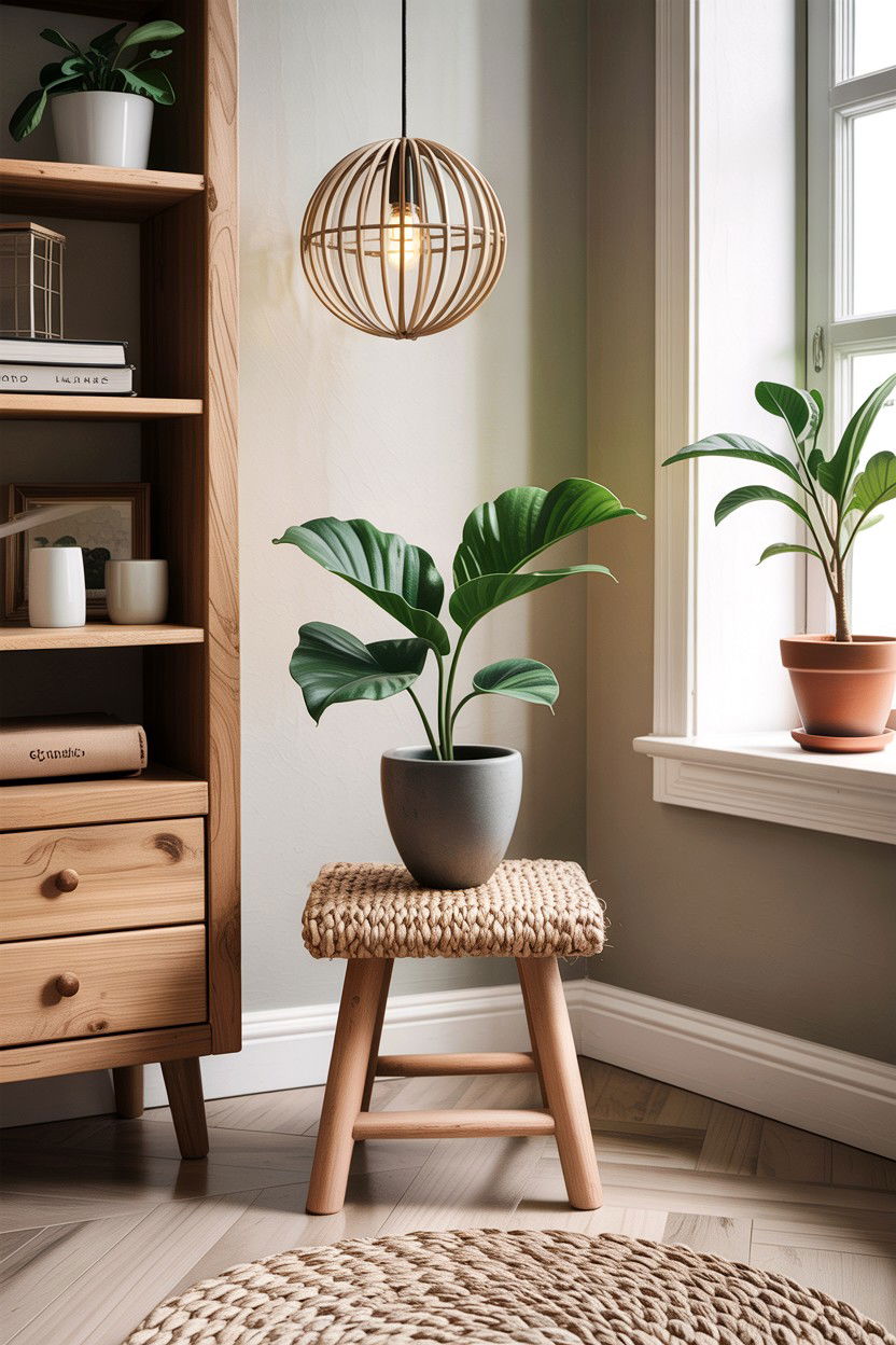 Jute Stool - 30 jute bedroom ideas