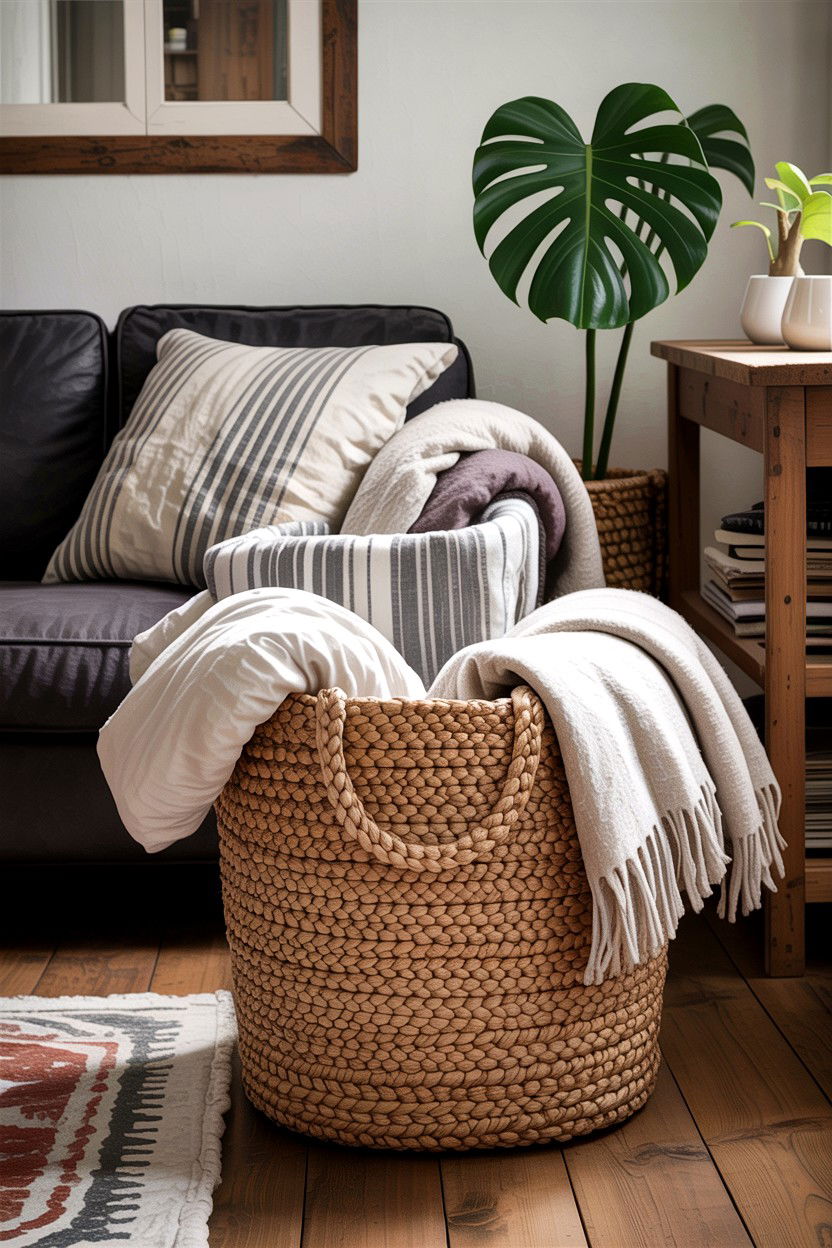 Jute Storage Basket - 30 handmade living room ideas