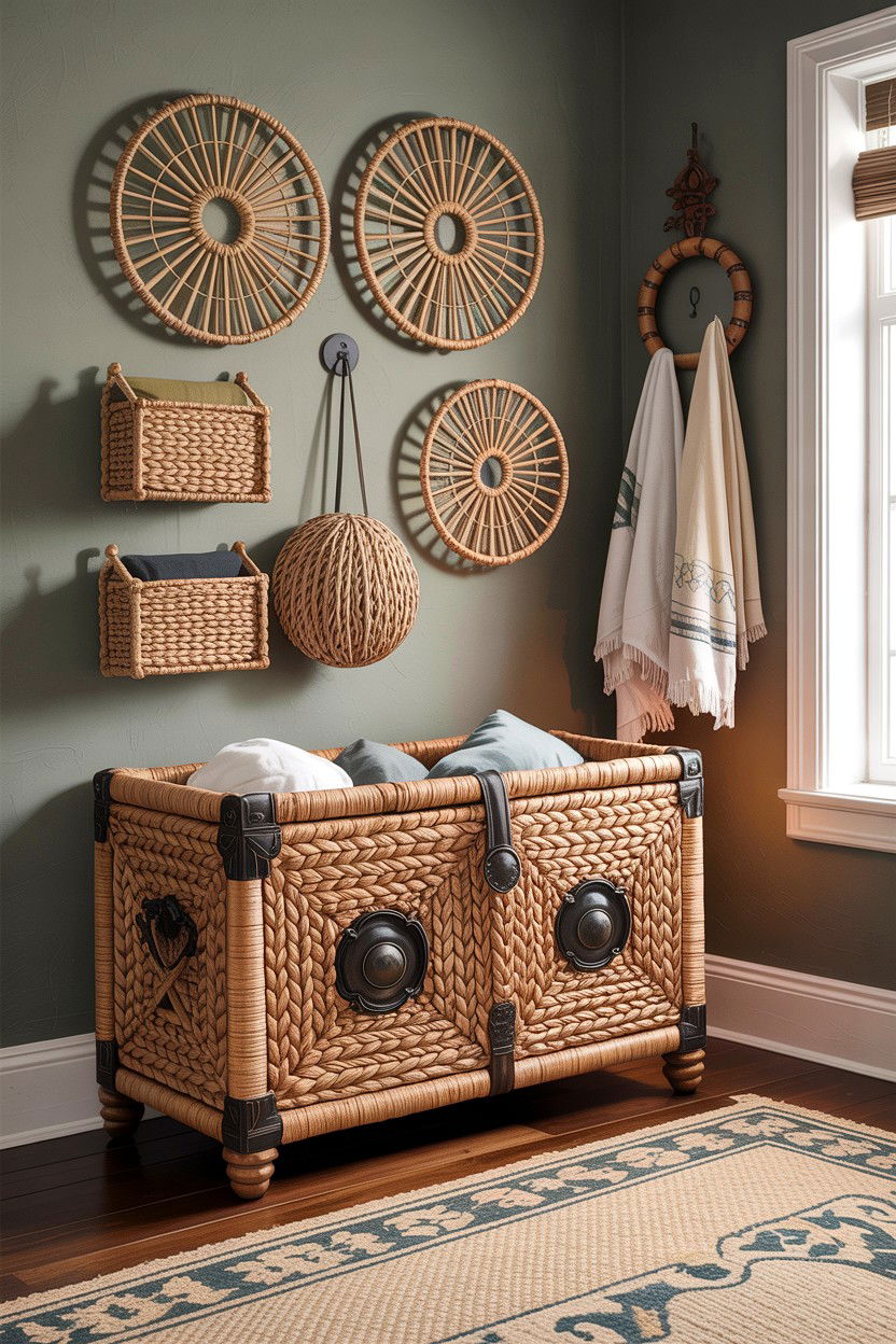 Jute Storage Chest - 30 jute bedroom ideas
