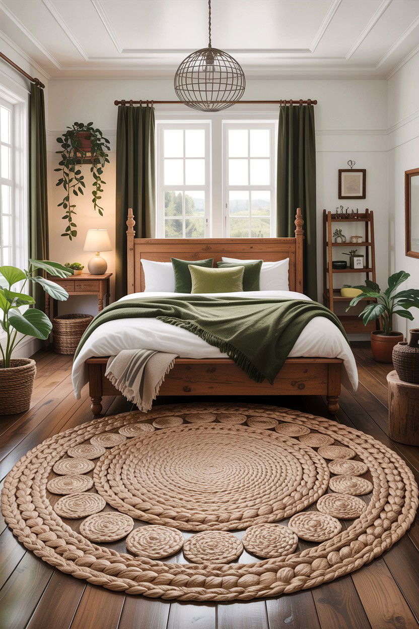 Jute rug - 30 cozy texture bedroom ideas