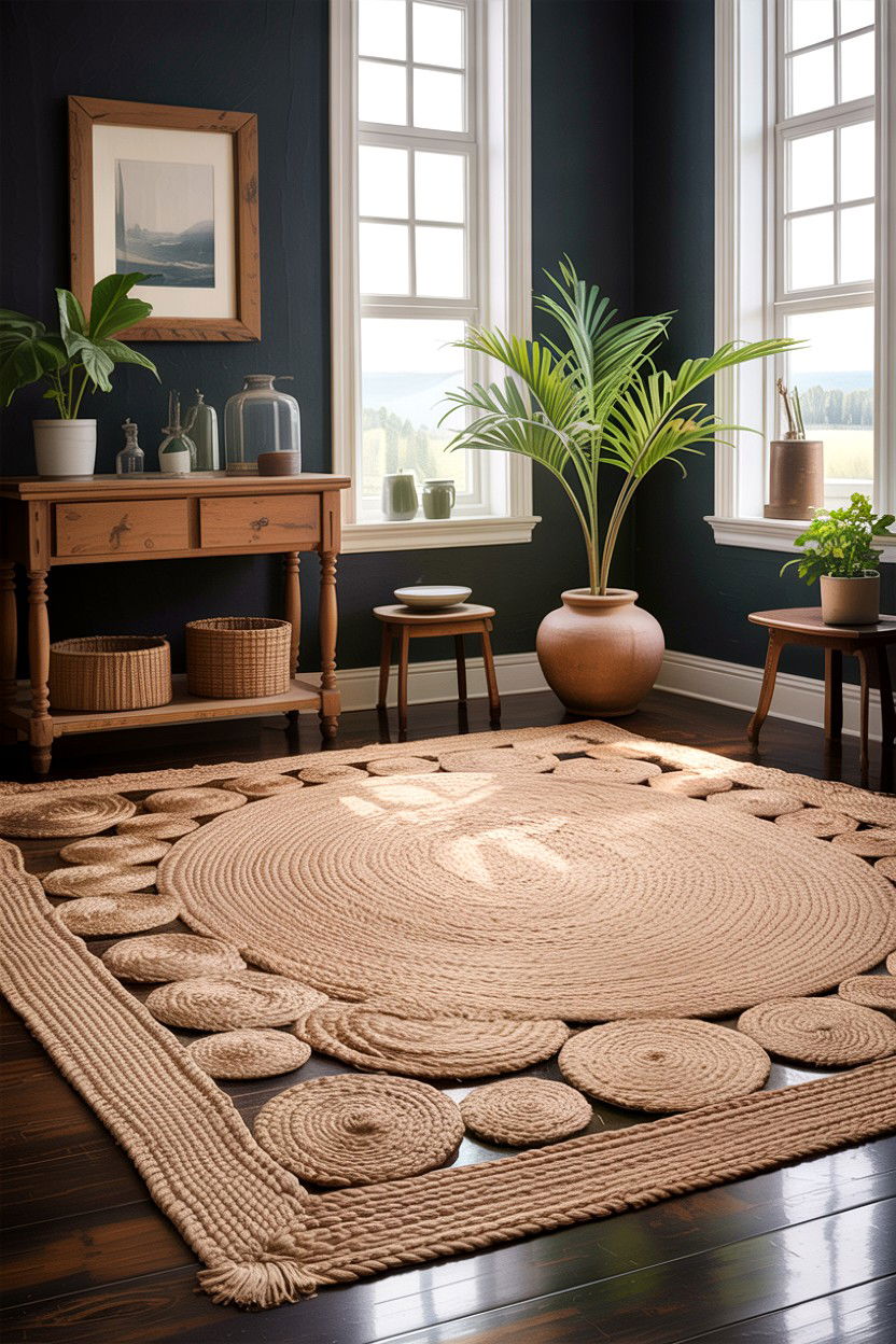 Jute rug - 30 inexpensive living room ideas