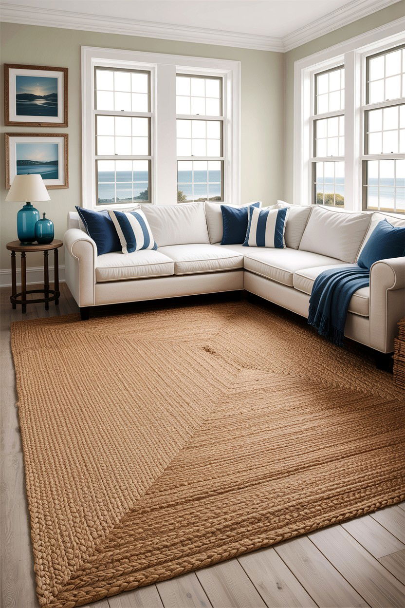 Jute rug - 30 cape cod living room ideas