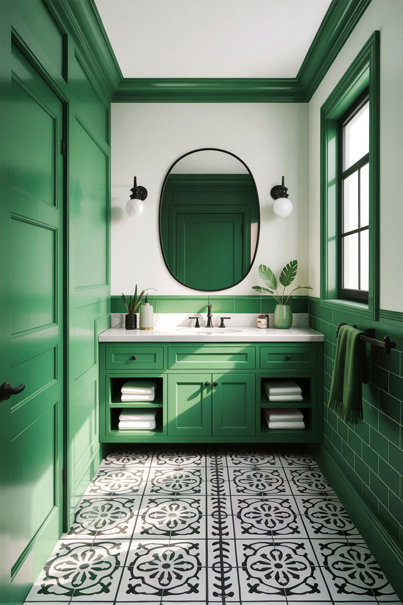 Kelly green bathroom - 30 green bathroom design ideas