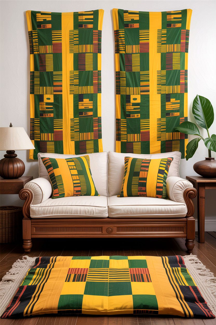 Kente Cloth Pillow - 30 African bedroom ideas