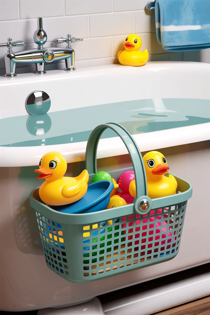 Kids toy bath baskets - 30 bathroom basket storage ideas