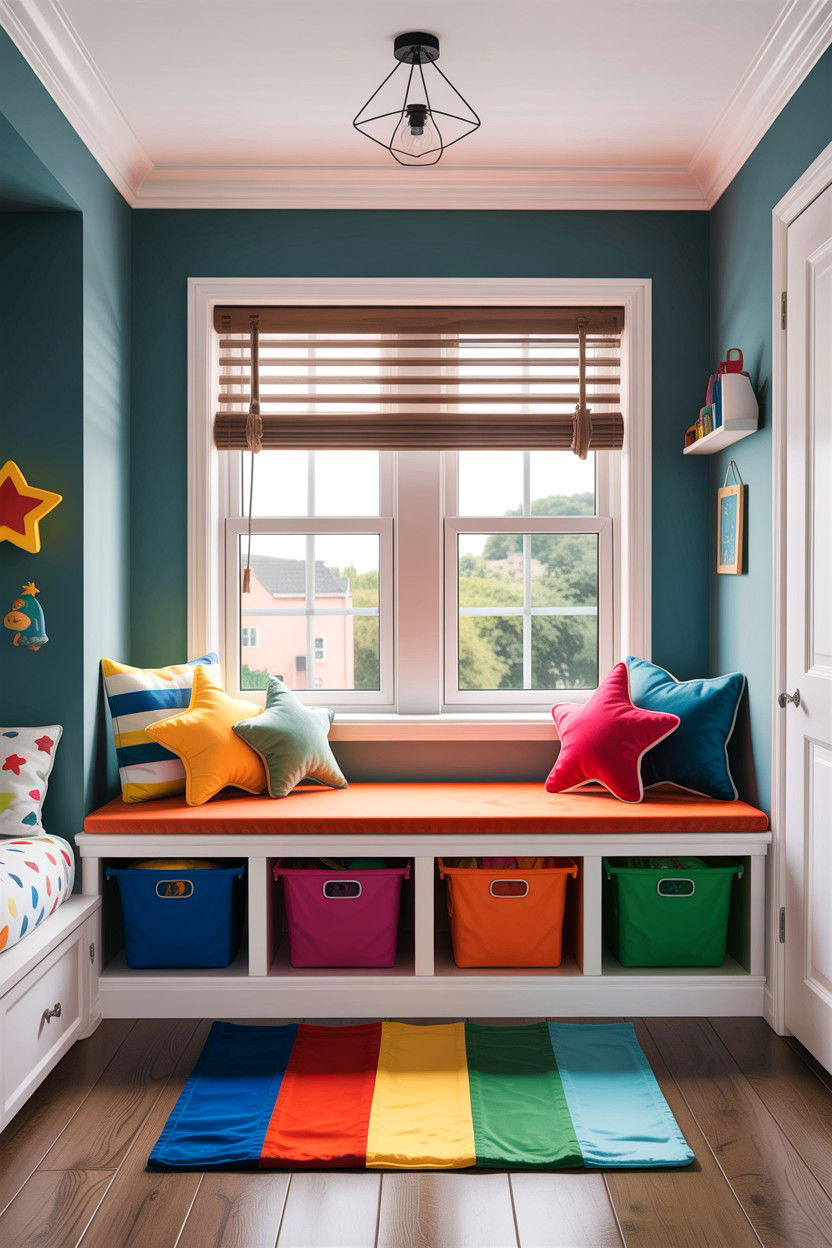 Kids window nook - 30 bedroom bay window ideas