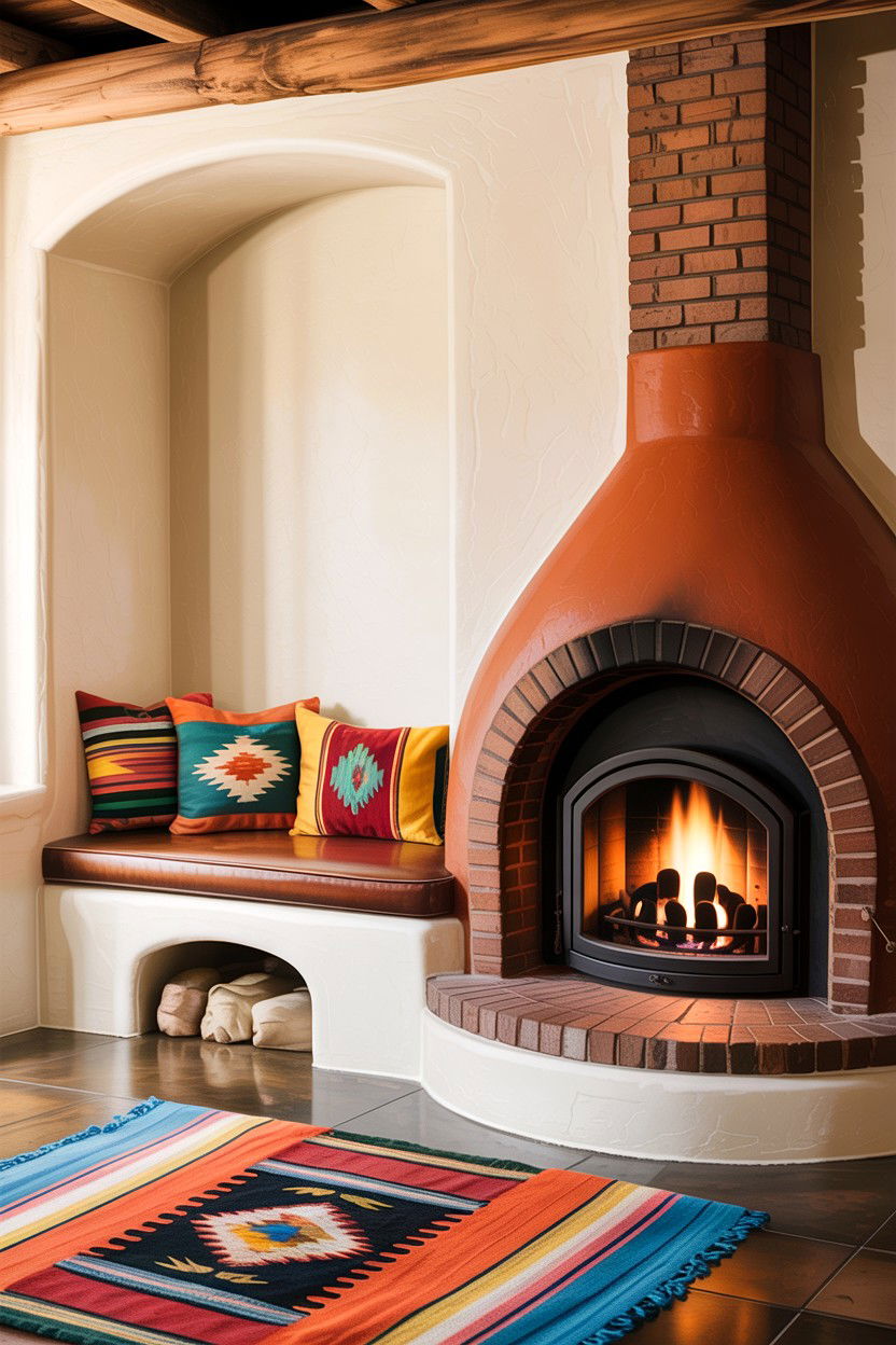 Kiva Fireplace Built In Bench - 30 living room Santa Fe furniture ideas