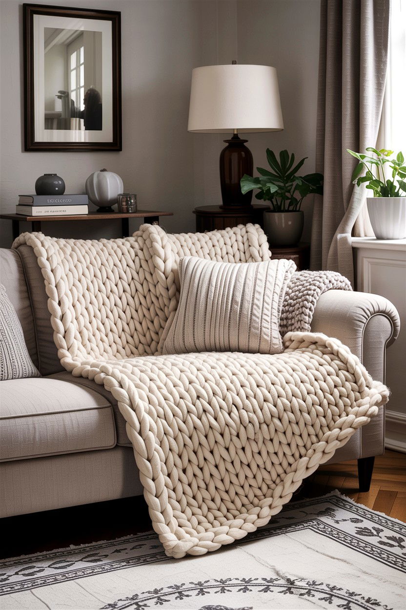 Knitted throws - 30 inexpensive living room ideas