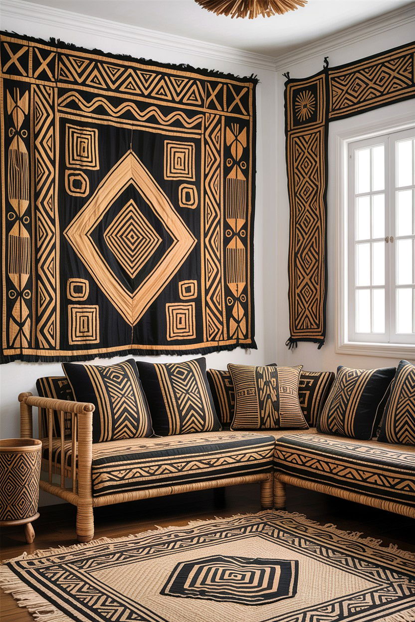 Kuba Cloth Living Room - 30 African living room ideas
