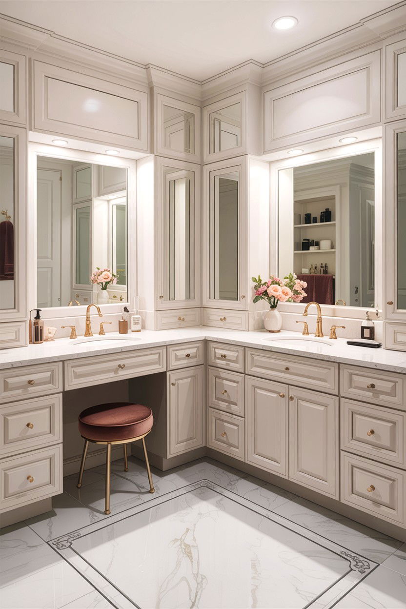 L Shaped Bathroom Vanity - 30 bathroom asymmetry ideas