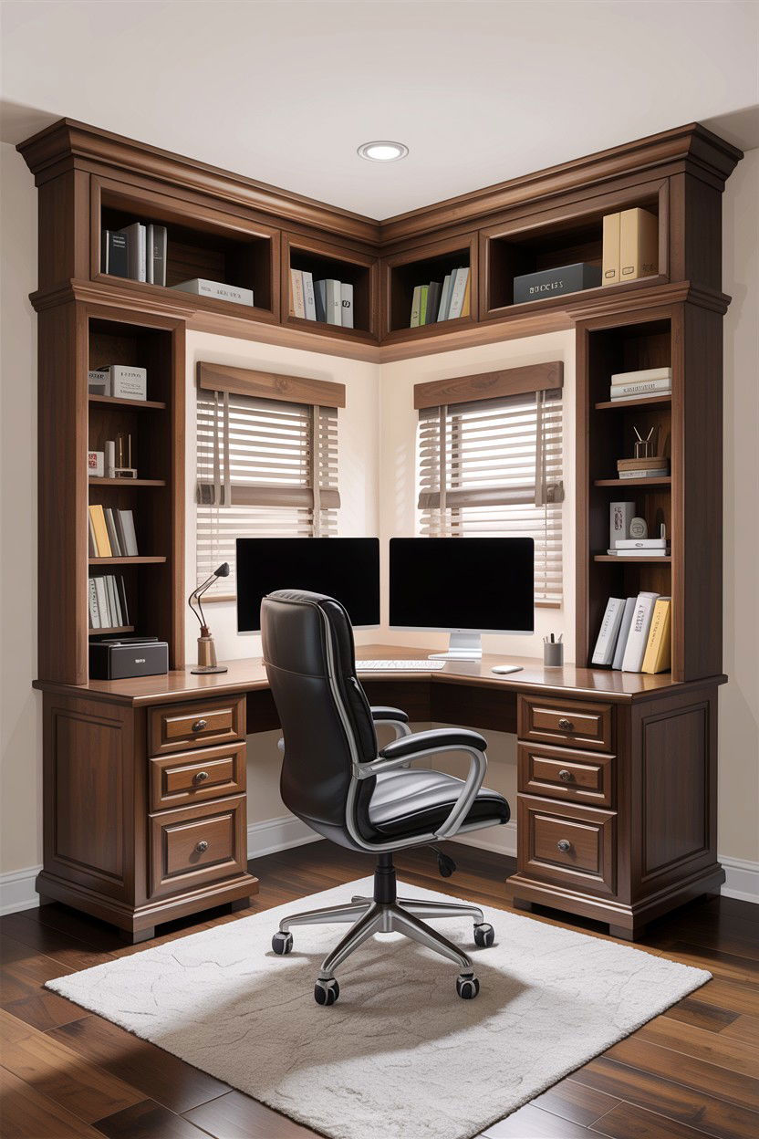 L Shaped Desk - 30 bedroom home office ideas