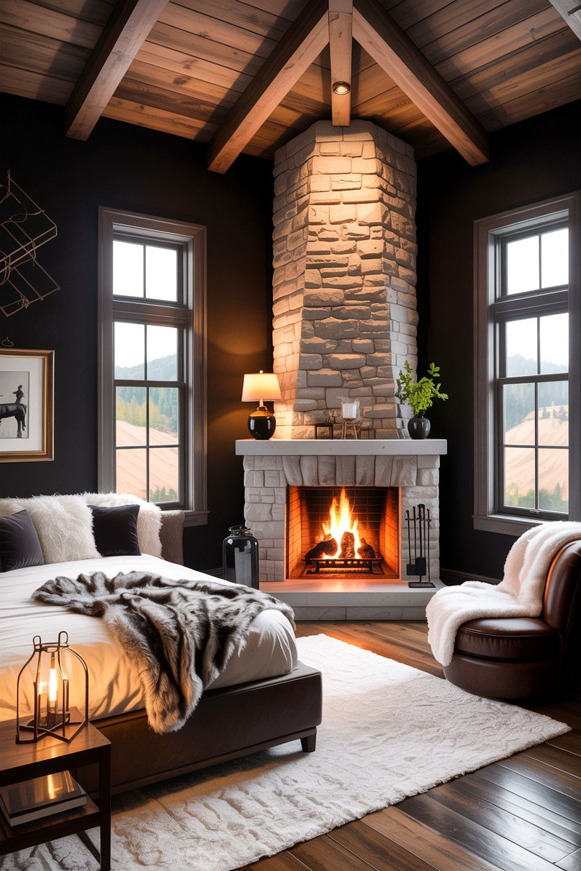 L shaped bedroom with fireplace - 30 L-shaped bedroom ideas