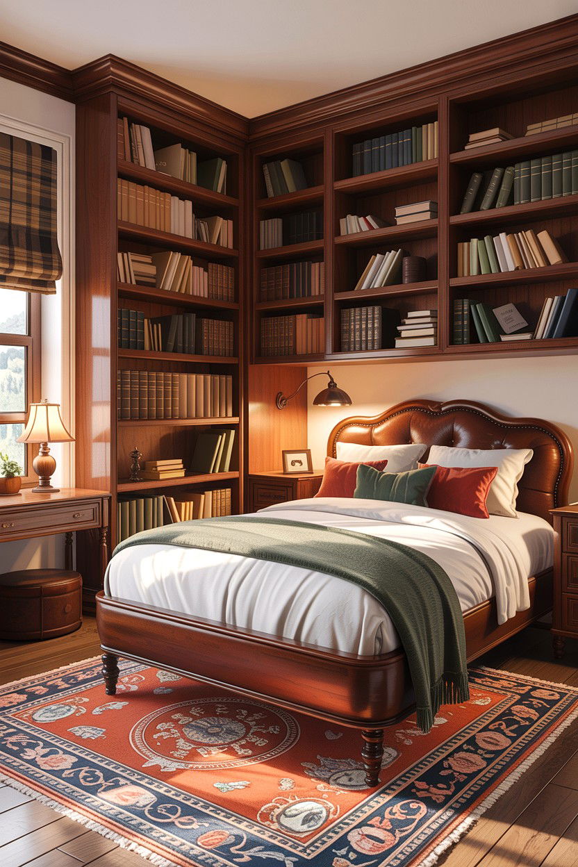 L shaped bedroom with library - 30 L-shaped bedroom ideas