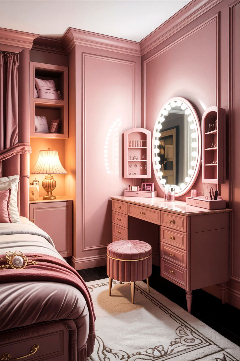 L shaped bedroom with vanity and mirror - 30 L-shaped bedroom ideas