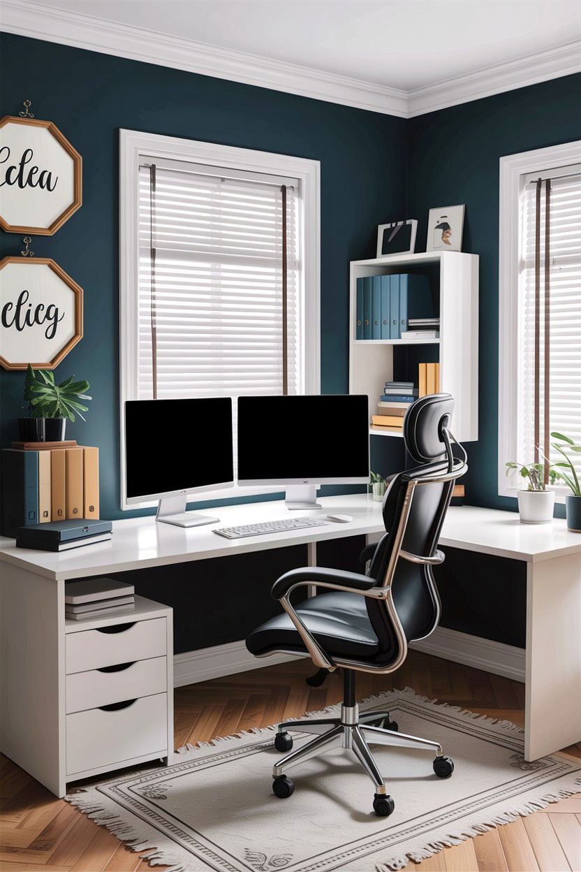L shaped desk corner - 30 bedroom workspace ideas